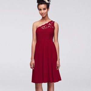 Red trendy homecoming formal or bridesmaid dress